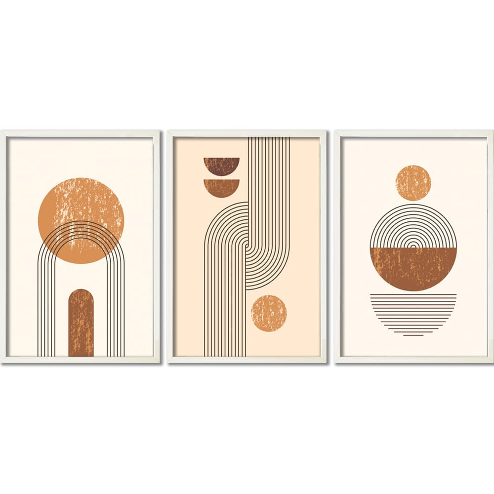 Kit Quadros Decorativos Abstrato Geométrico Linhas Formas